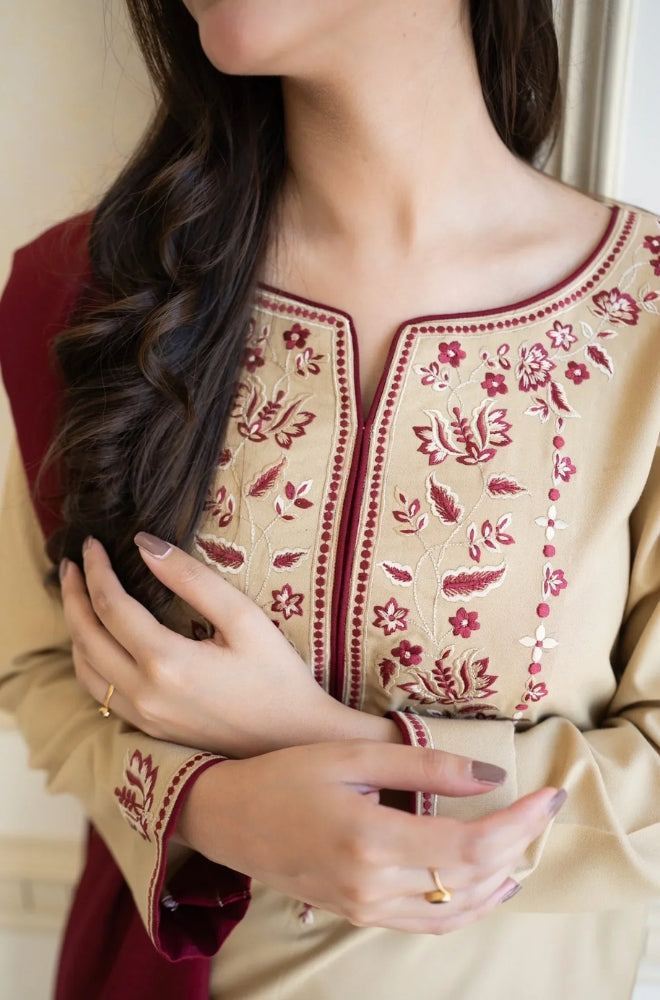 Aisling - 3PC Unstitched Dhanak Embroidered Shirt , Dupatta & Trouser
