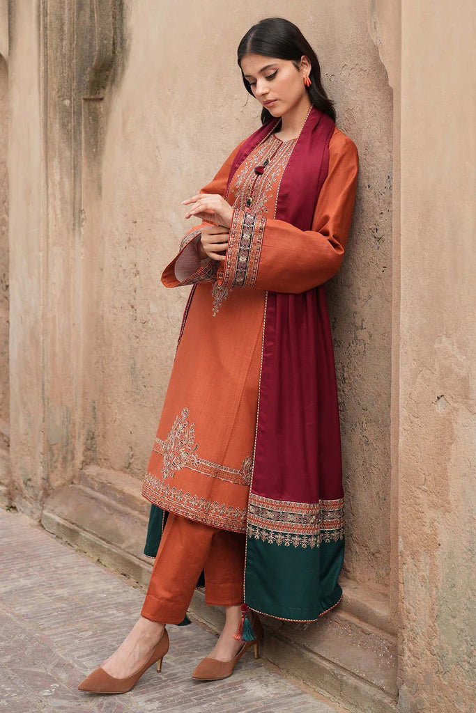 JAZMIN LUXURY 3PC Unstitched Dhanak Embroidered With Shawl