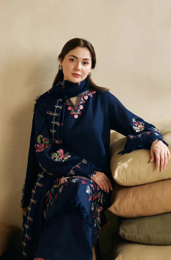 Zara Shah Jahan - 3PC Unstitched Dhanak Embroidered Shirt , Dupatta & Trouser