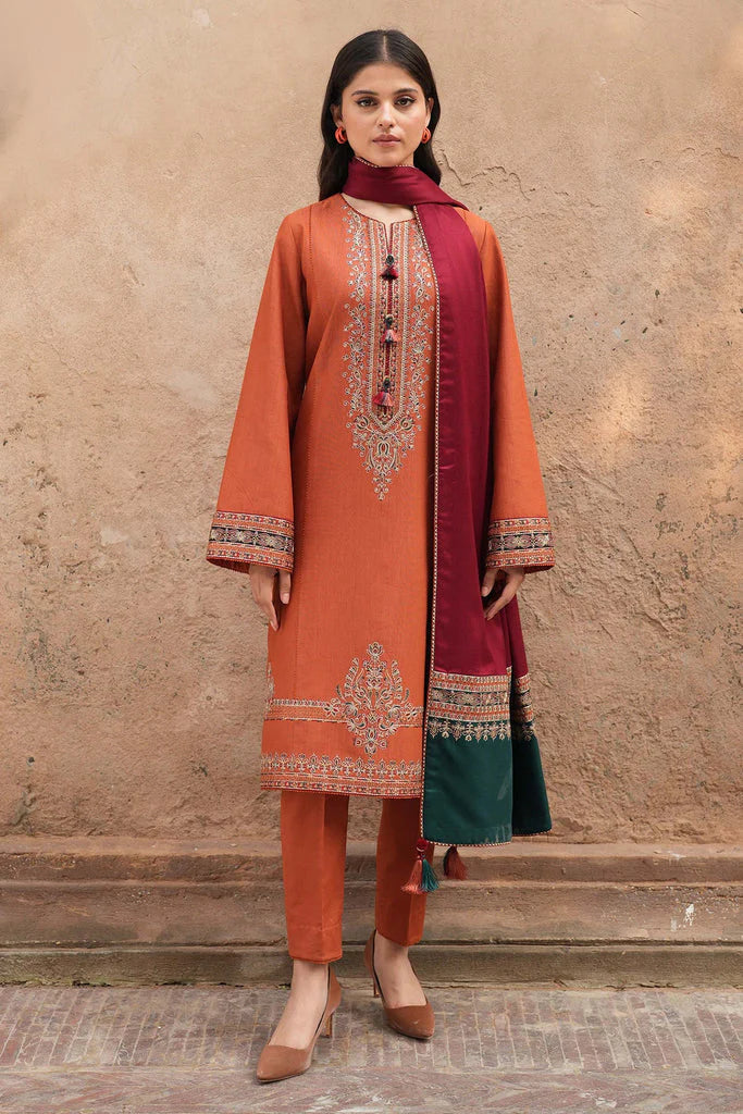 JAZMIN LUXURY 3PC Unstitched Dhanak Embroidered With Shawl