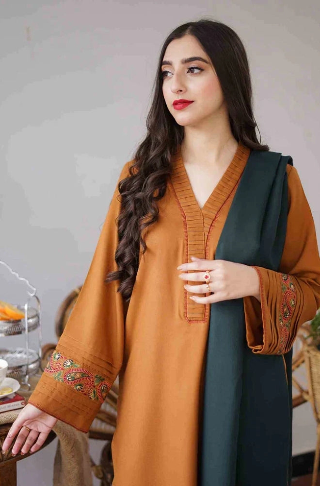 Aisling - 3PC Unstitched Dhanak Embroidered Shirt , Dupatta & Trouser