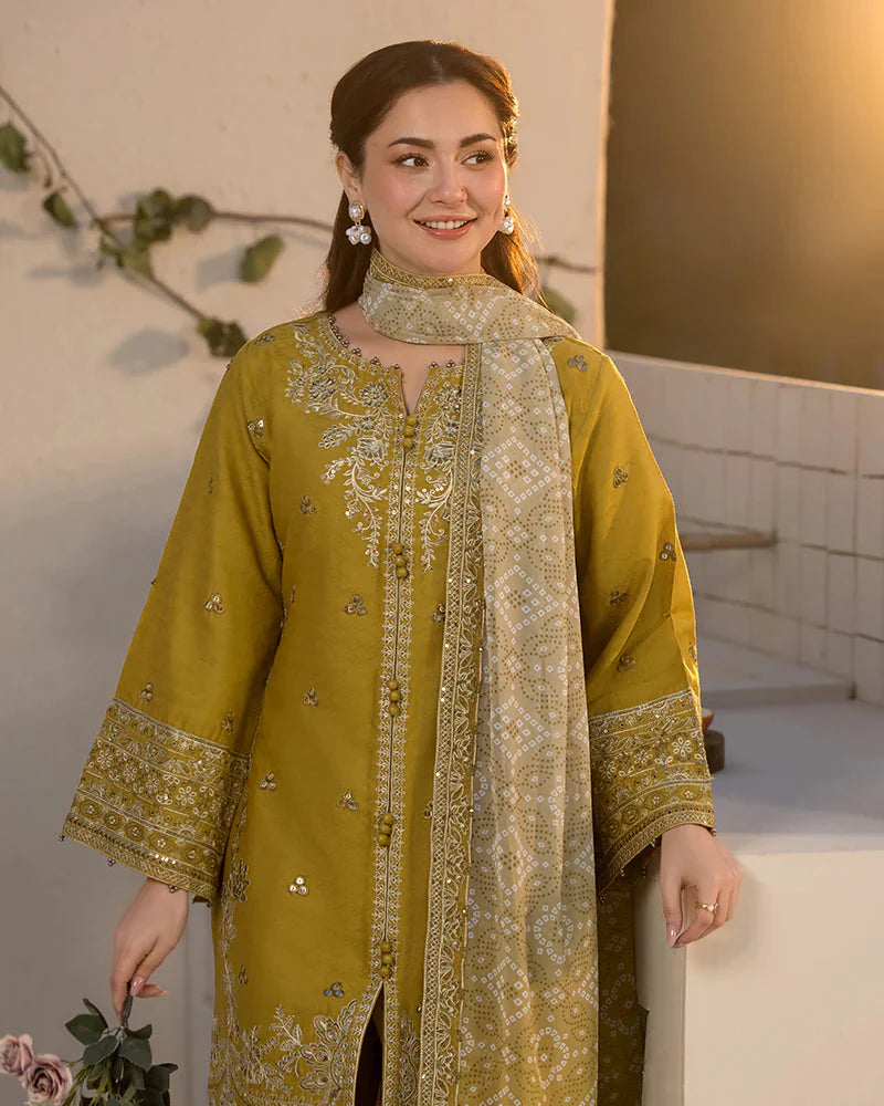 JADE Unstitched Dhanak Embroidered 3PC With Printed Shawl