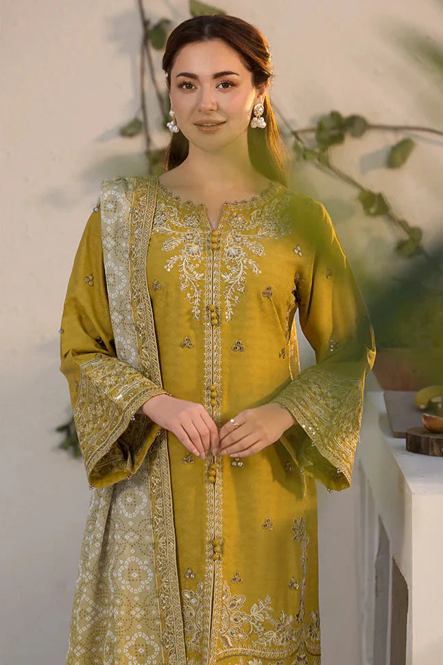 JADE Unstitched Dhanak Embroidered 3PC With Printed Shawl