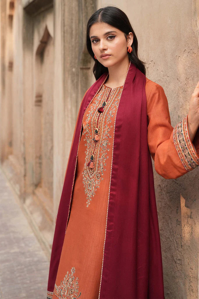 JAZMIN LUXURY 3PC Unstitched Dhanak Embroidered With Shawl