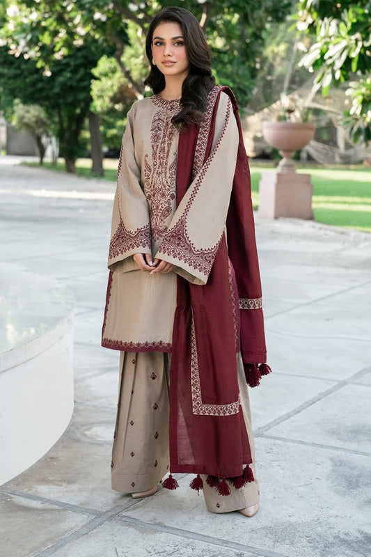 Baroque - 3PC Unstitched Dhanak Embroidered