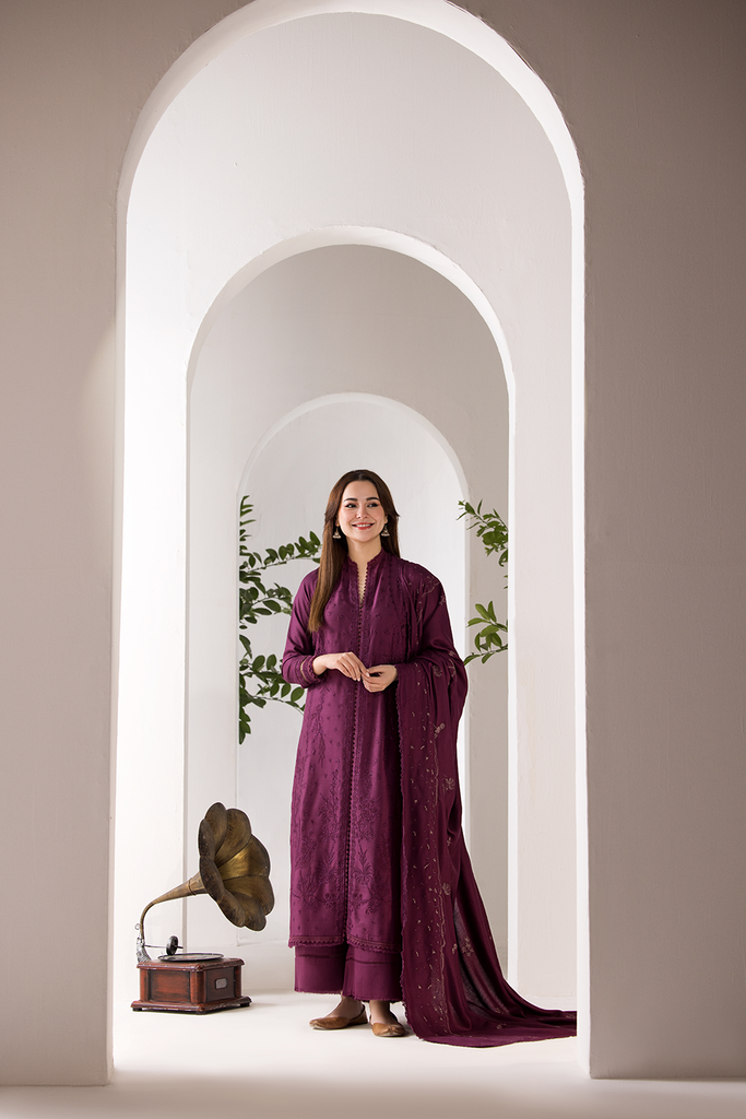 Sobia Nazir Unstitched Dhanak Embroidered 3PC With Embroidered Shawl