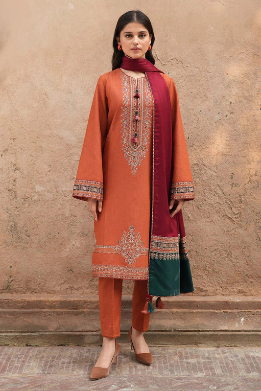 JAZMIN LUXURY 3PC Unstitched Dhanak Embroidered With Shawl